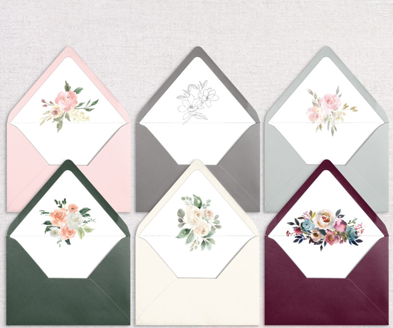 floral envelope liners for euro flap envelope