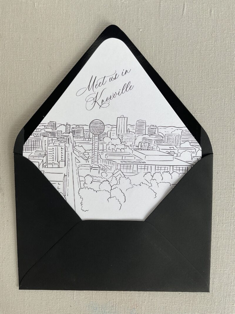 envelope liner with Knoxville skyline